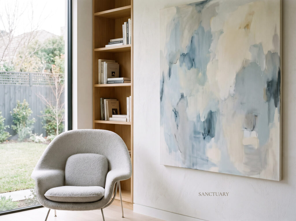 Minimalist Art and Slow Living: A cozy reading nook serving as an emotional sanctuary.