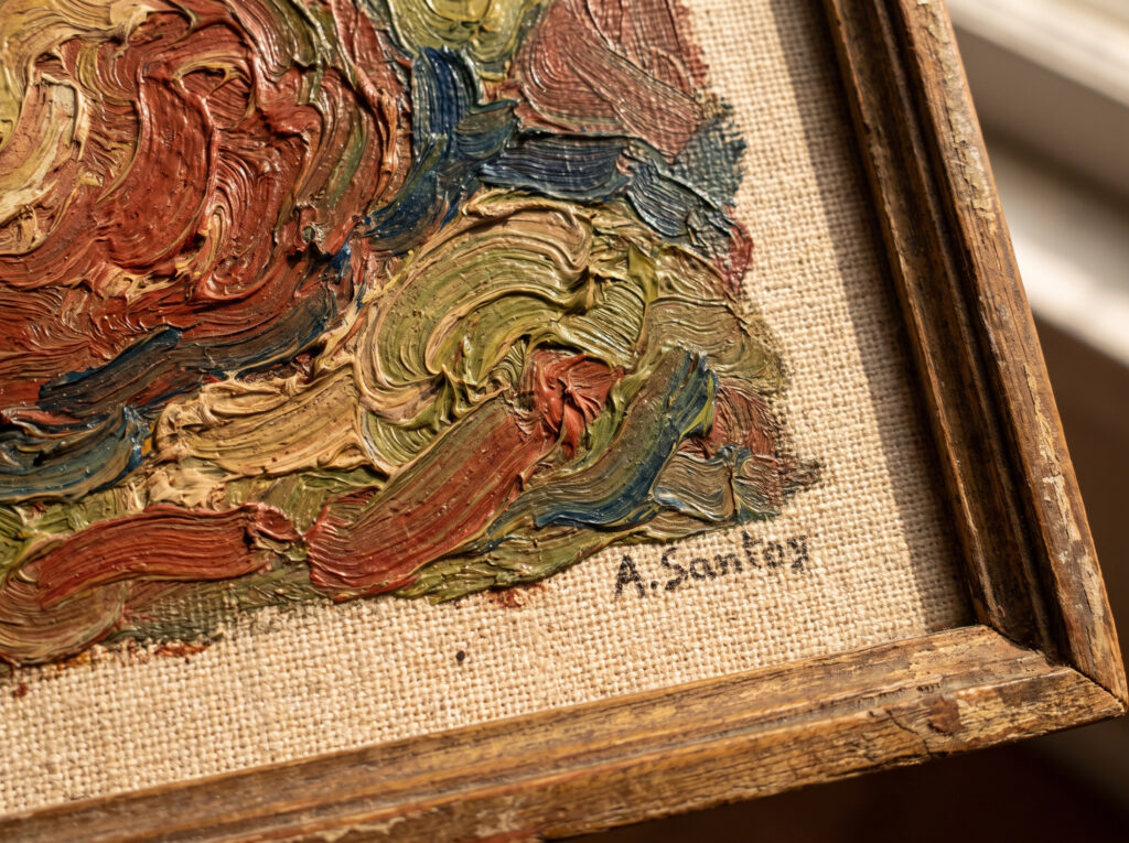 The Art of the Niche: An extreme close-up of the rich impasto brushstrokes on a small-scale original artwork.