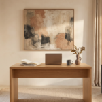 How to Buy Art Online: a collector thoughtfully evaluating an artwork before purchase.